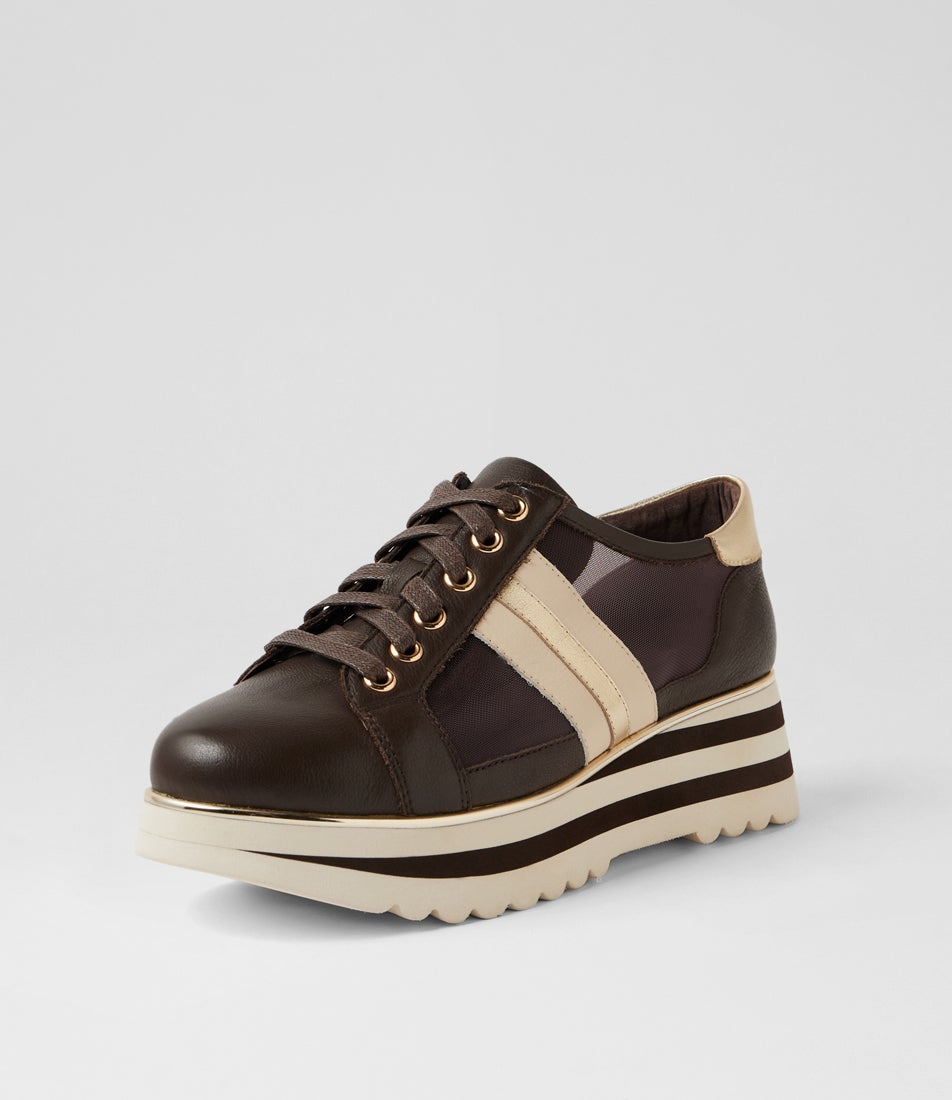 Eminta Choc Milk Leather Lace Up Flats