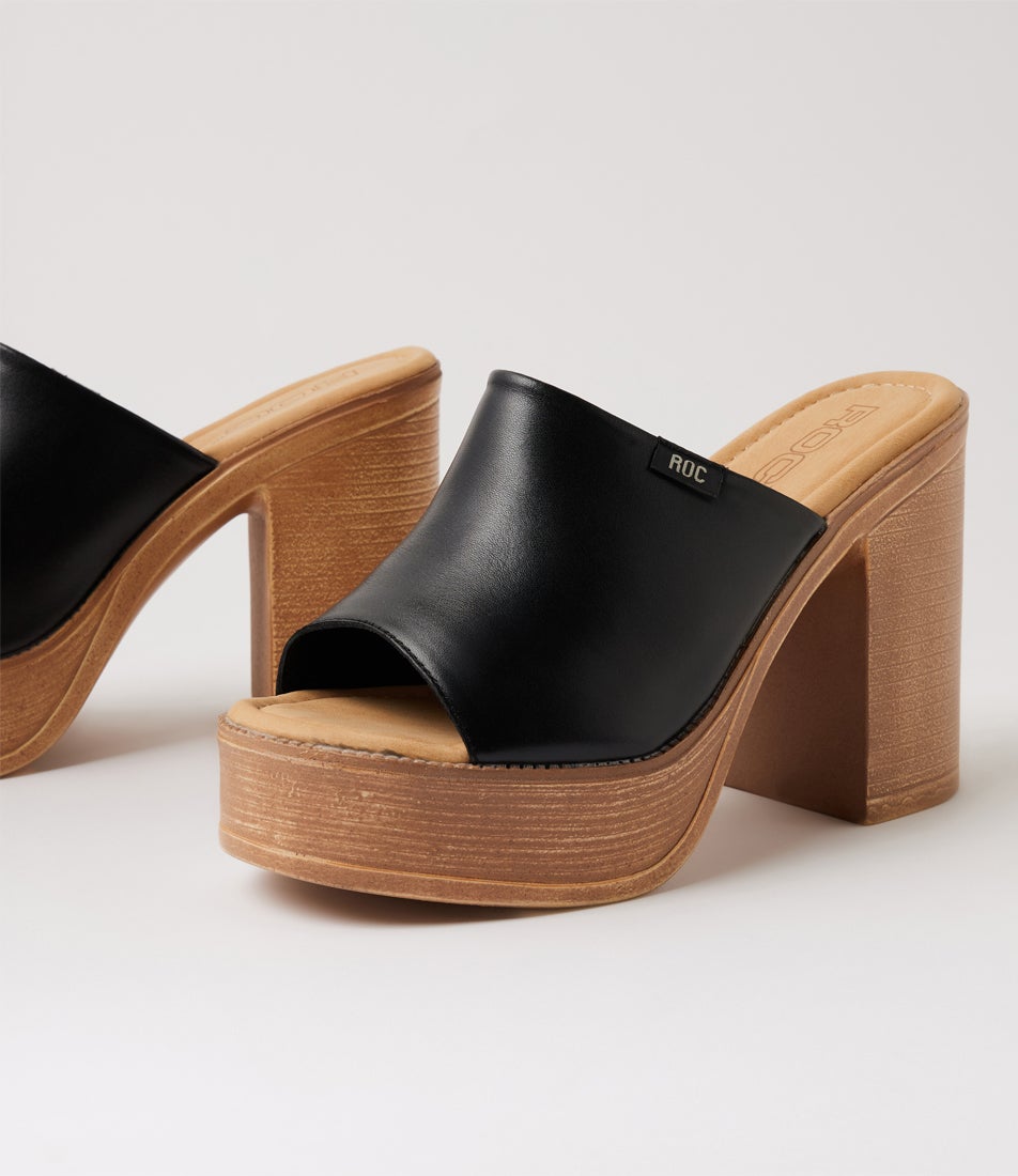 Flirt Black Natural Leather Heeled Sandals Flirt Black Natural Leather Heeled Sandals