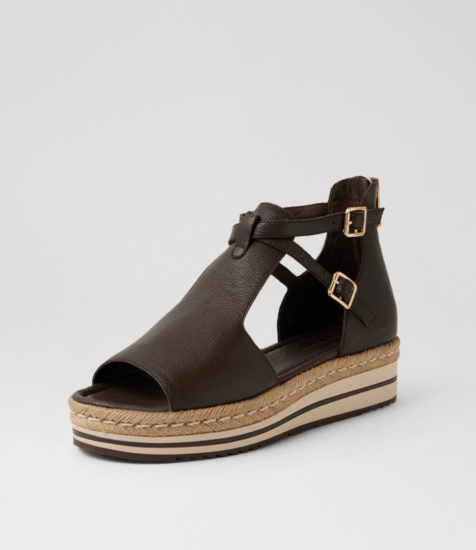 Alexys Choc Leather Sandals
