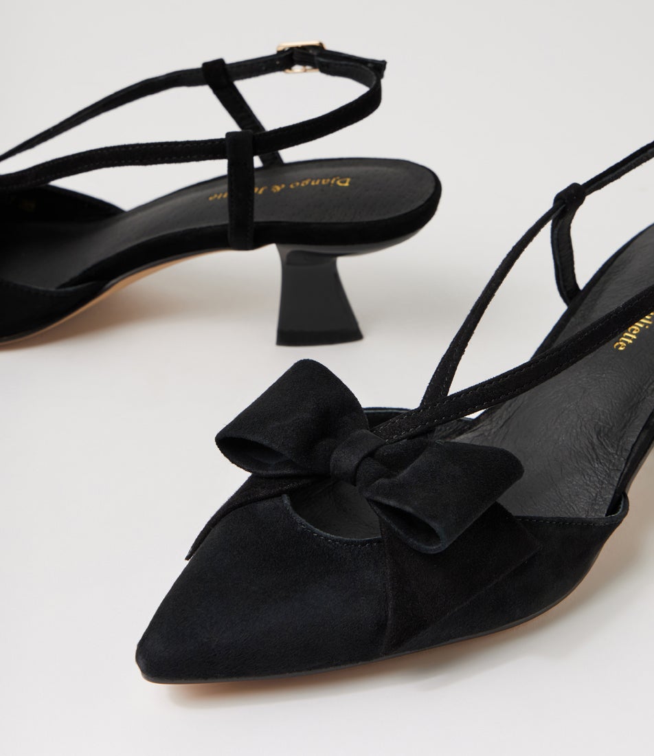 Lanetta Black Suede Heels