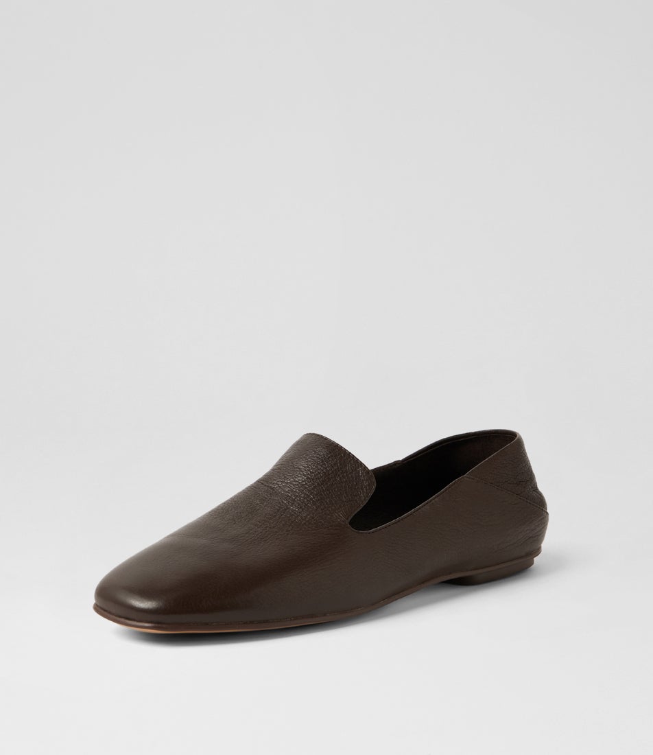 Vernita Choc Leather Flat Shoes