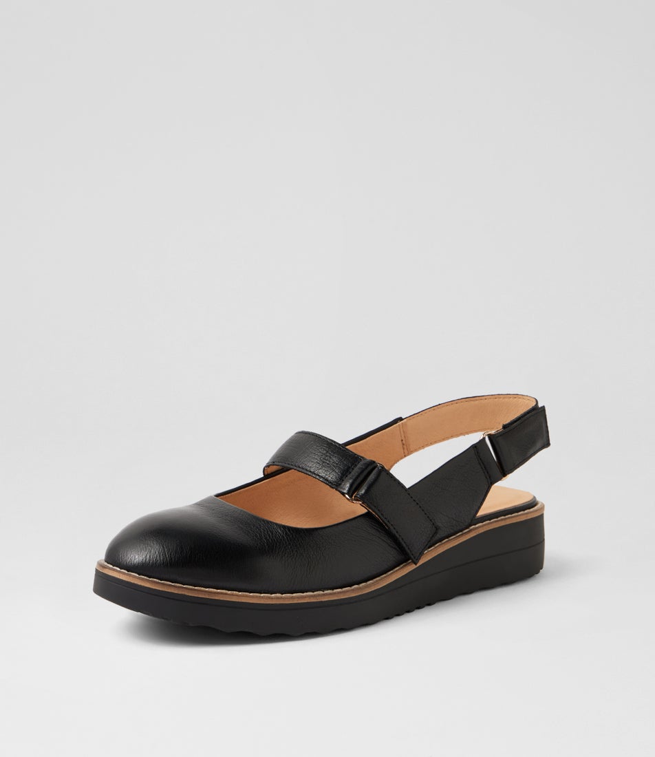 Olora Black Leather Mary Janes