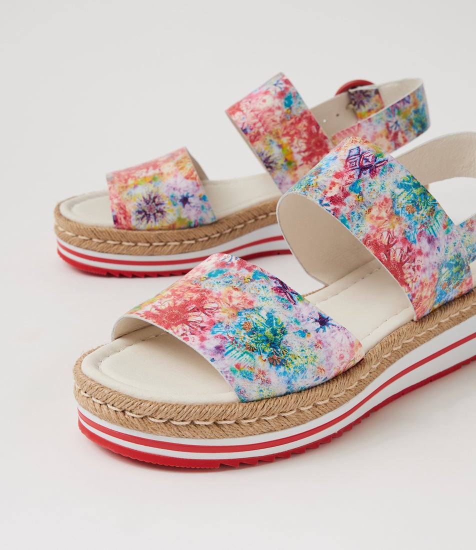 Atha Red Multi Leather Sandals