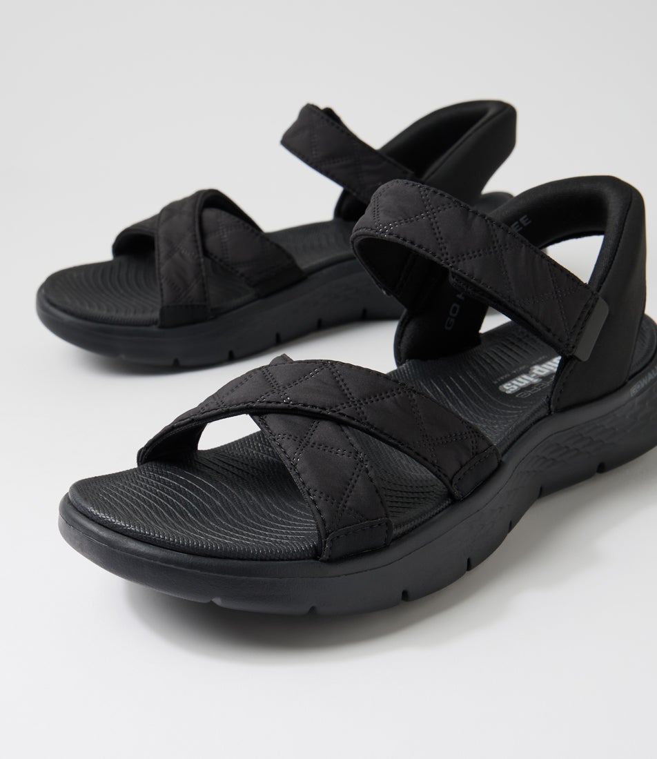 Go Walk Flex Sandal Kaia Black Fabric Sandals