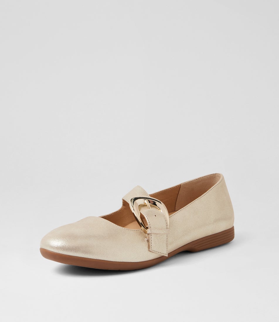 Briells Champagne Shimmer Suede Mary Janes