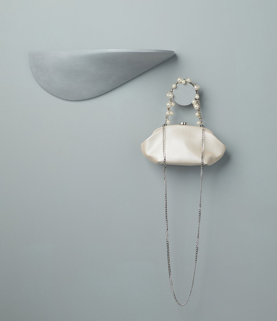 Marina Pearl Chain Pearl Fabric Clutch