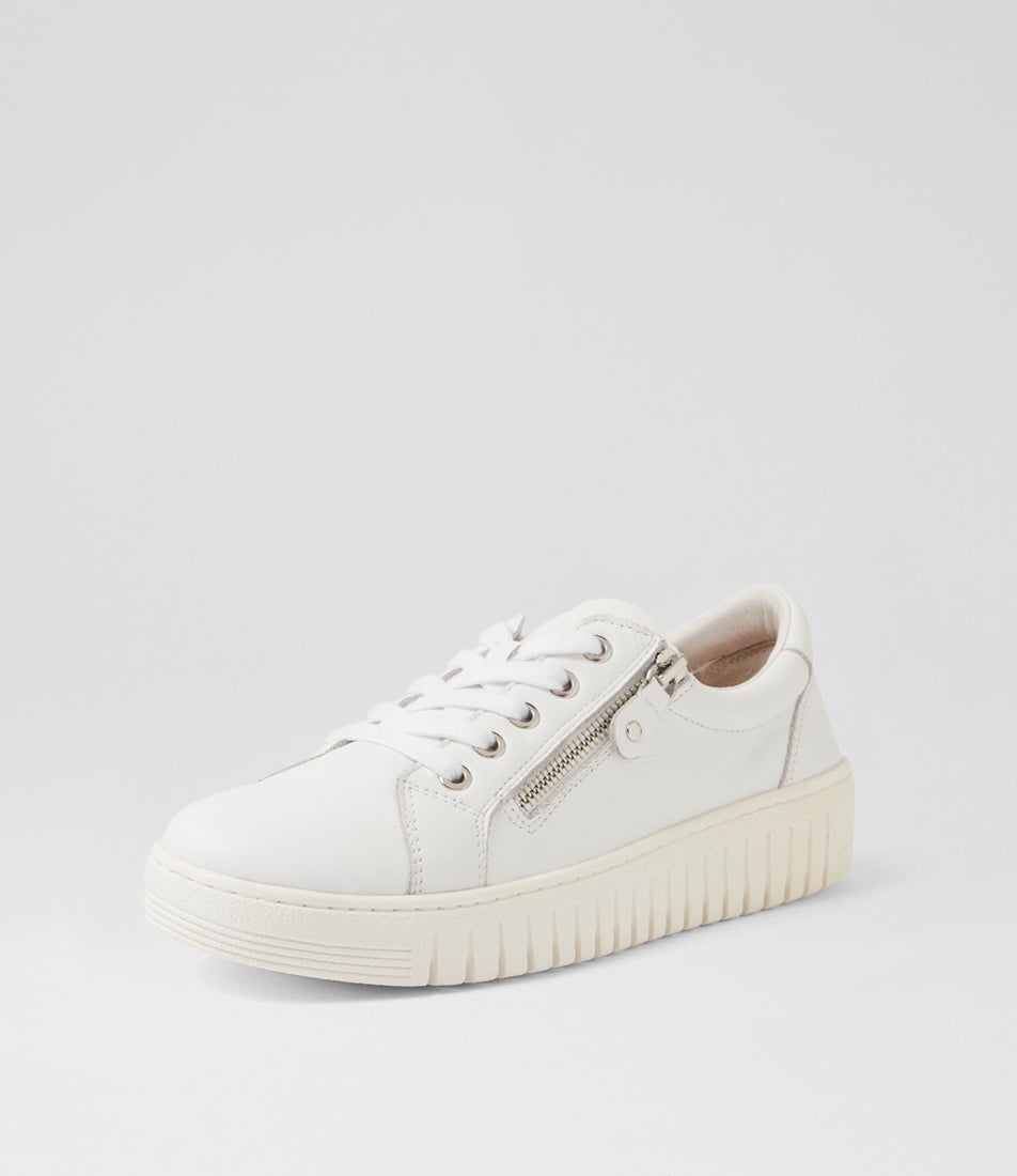 Harlis White Leather Sneakers