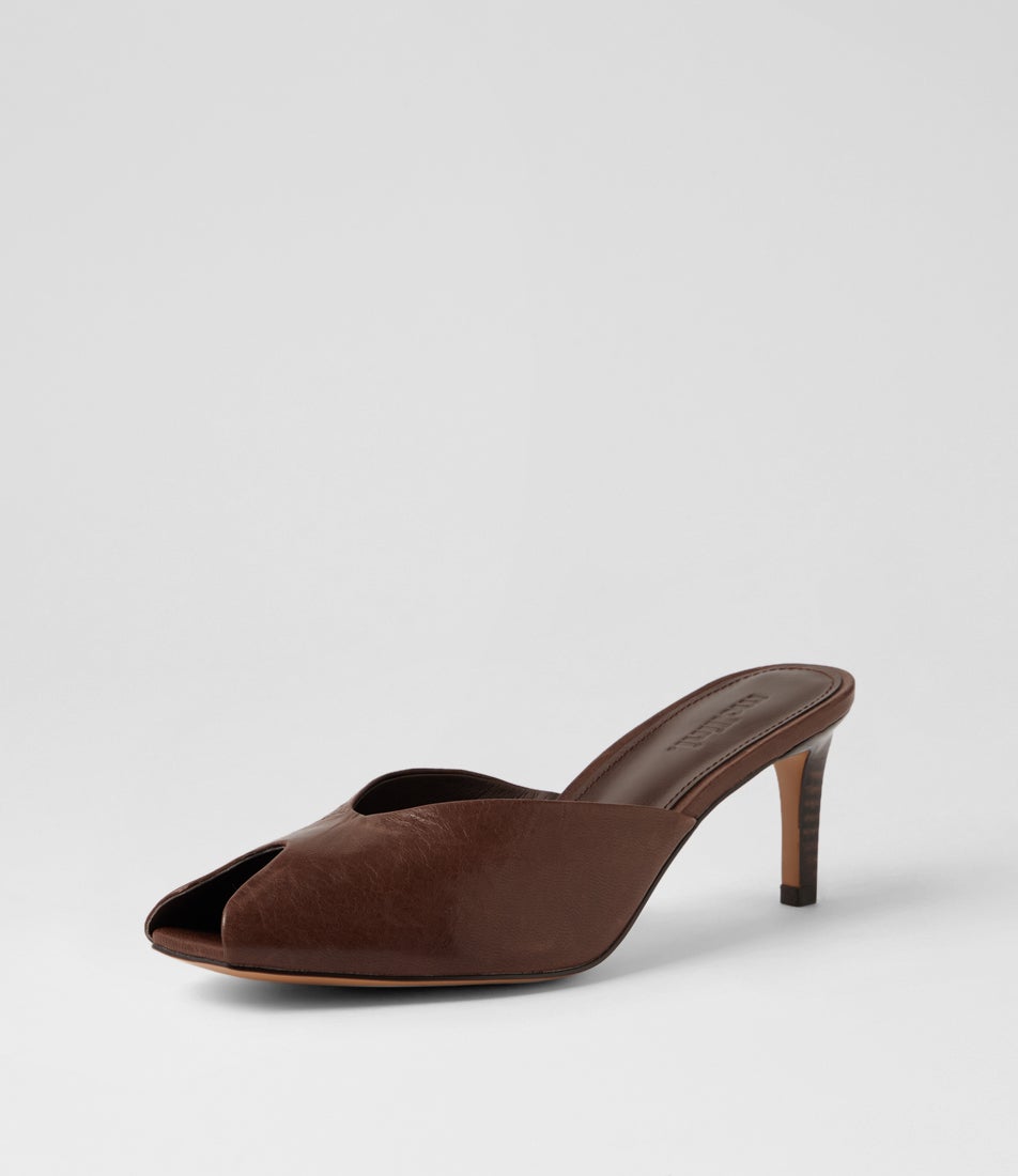 Bonniere Dark Brown Crinkle Leather Sandals