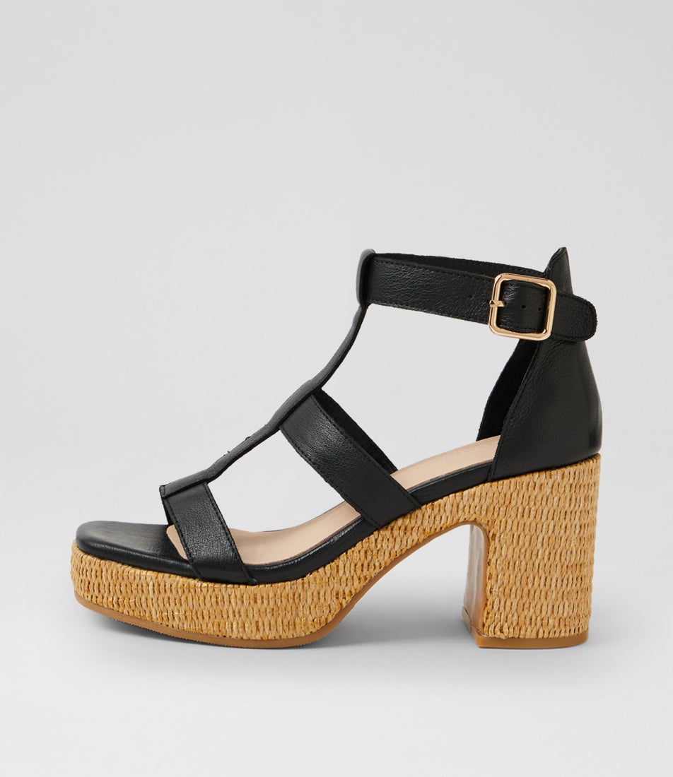 Konkey Black Natural Leather Sandals