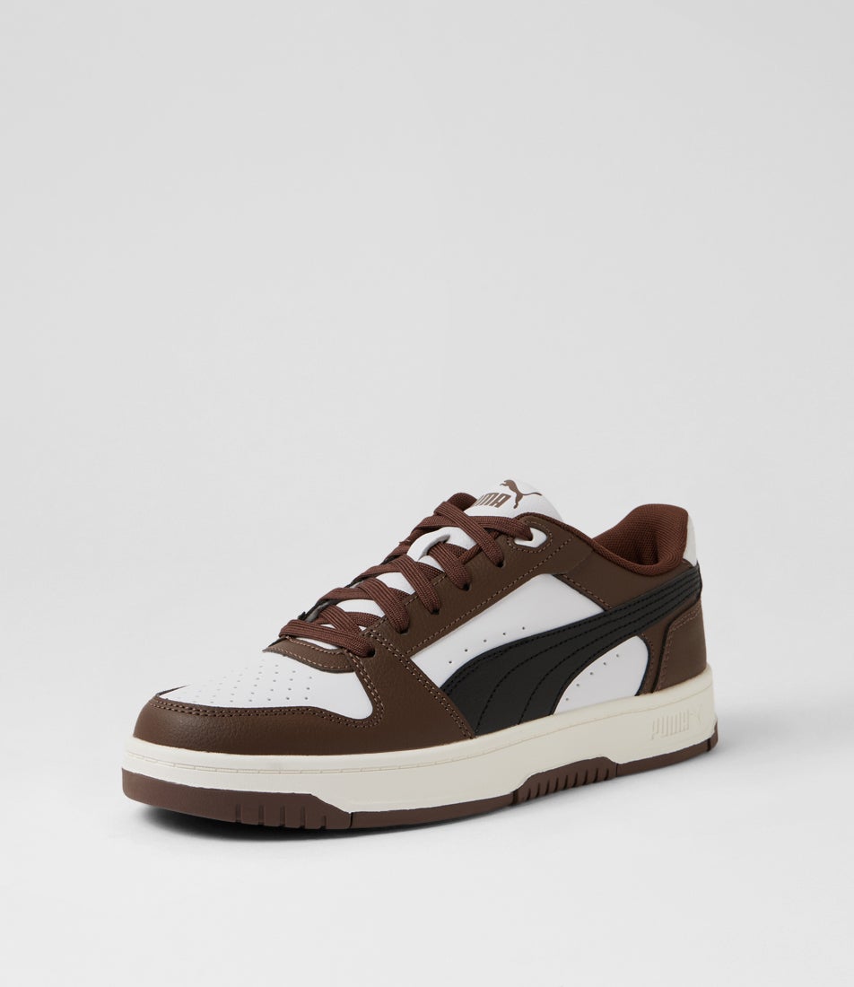 Rebound Slam Lo Chestnut Brown Black White Lace Up Sneakers