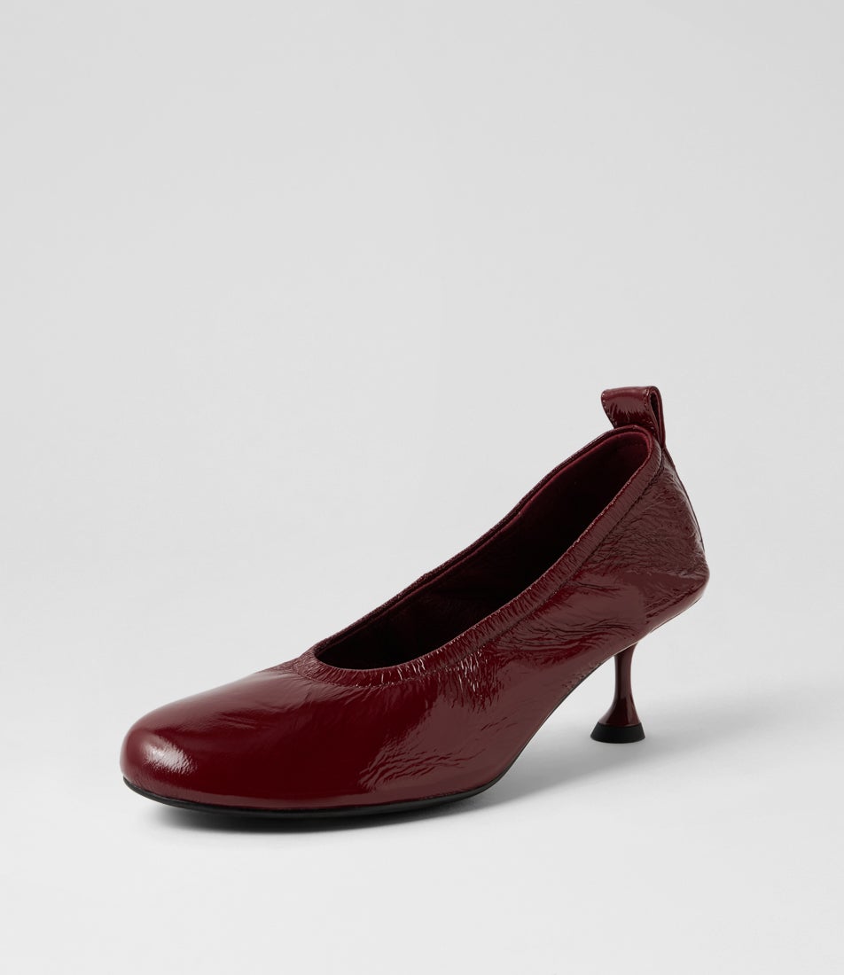 Amerli Bordeaux Crinkle Patent Pump Heels