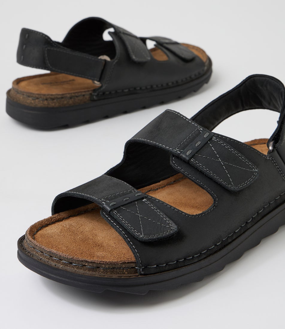 Izar Black Wild Oiled Leather Sandals