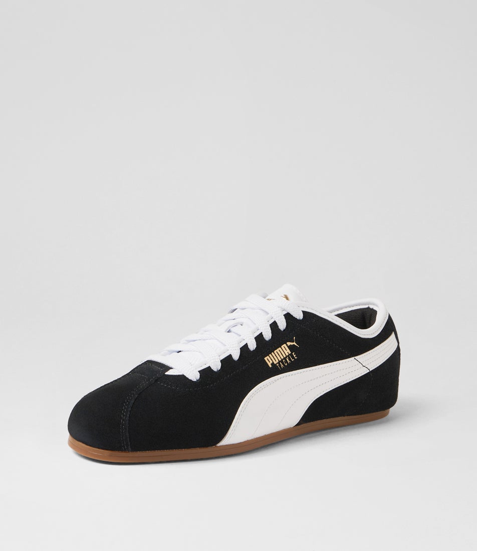 Puma Tackle Black White Gum Fabric Sneakers