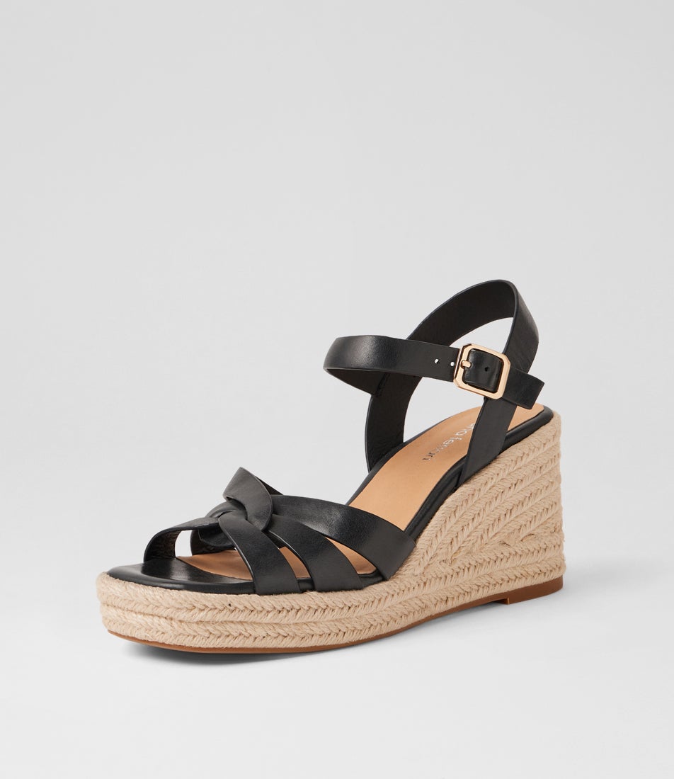 Urma Black Natural Rope Leather Sandals