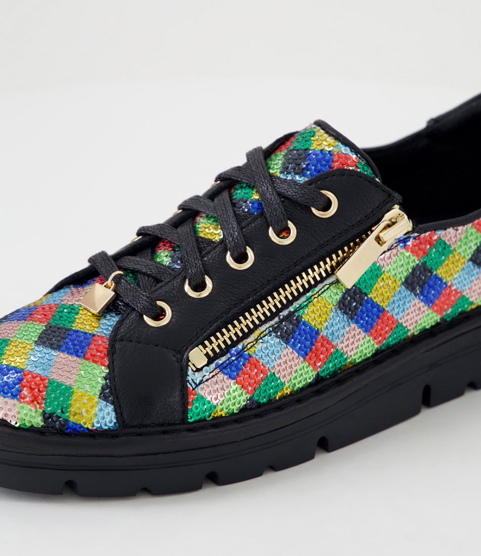 Elosy Vivid Diamond Black Multi Sneakers