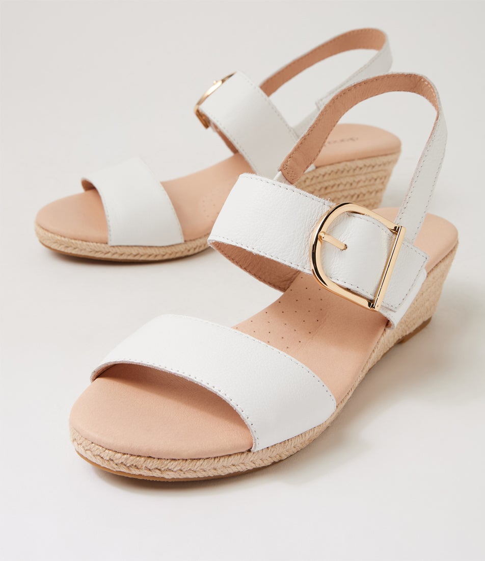 Hucy White Leather Sandals