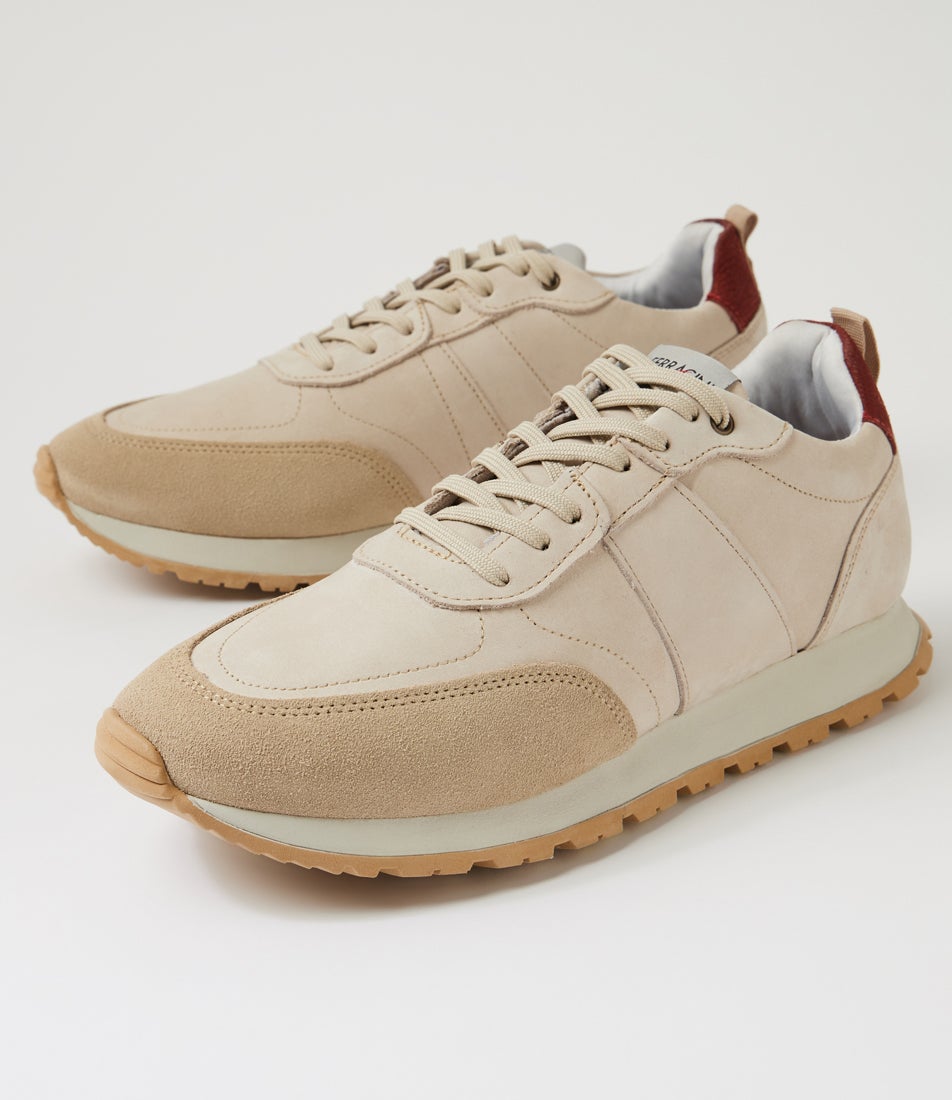 Ikenna Bone Leather Suede Lace Up Sneakers
