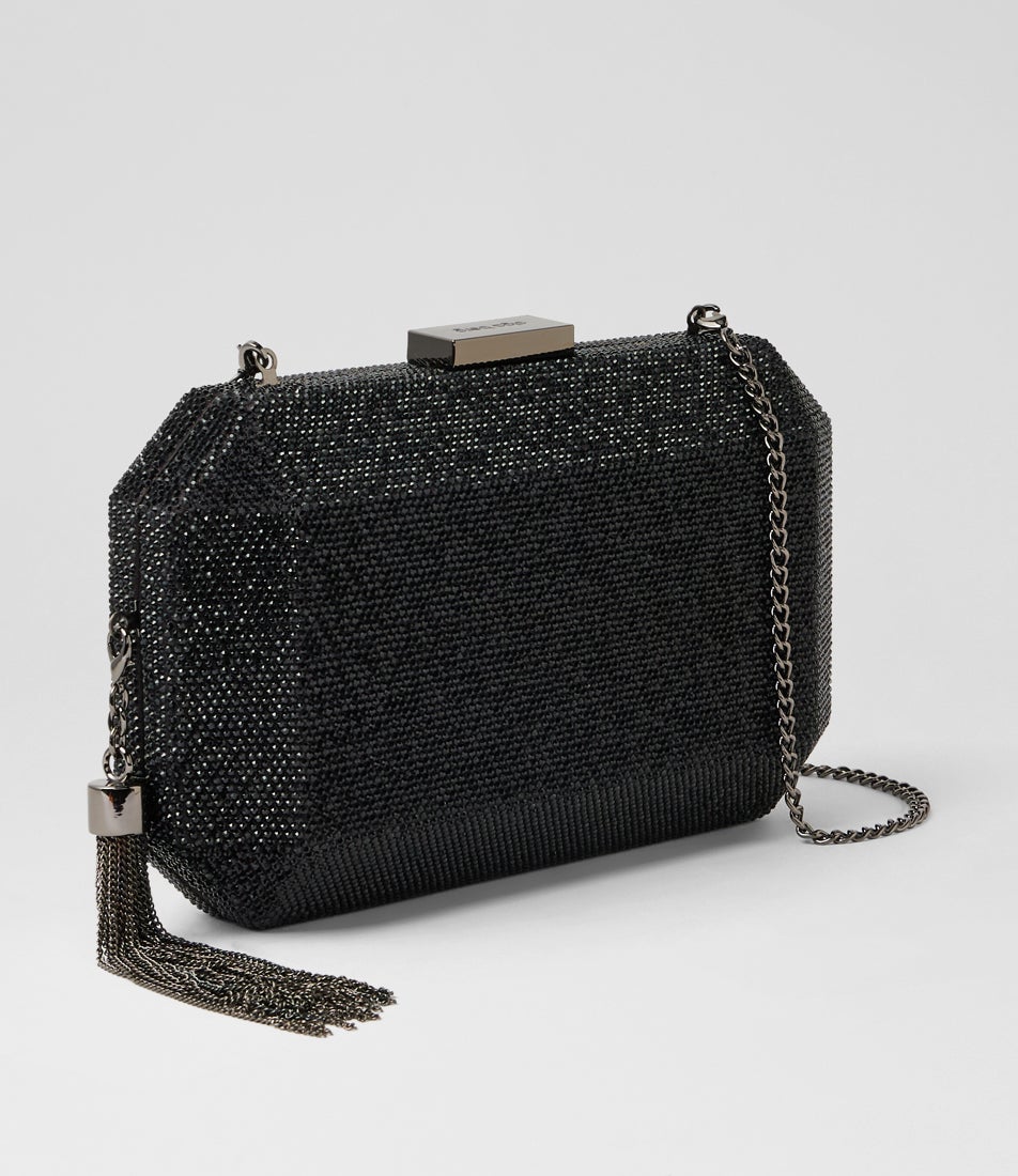 Gia Crystal Black Clutch