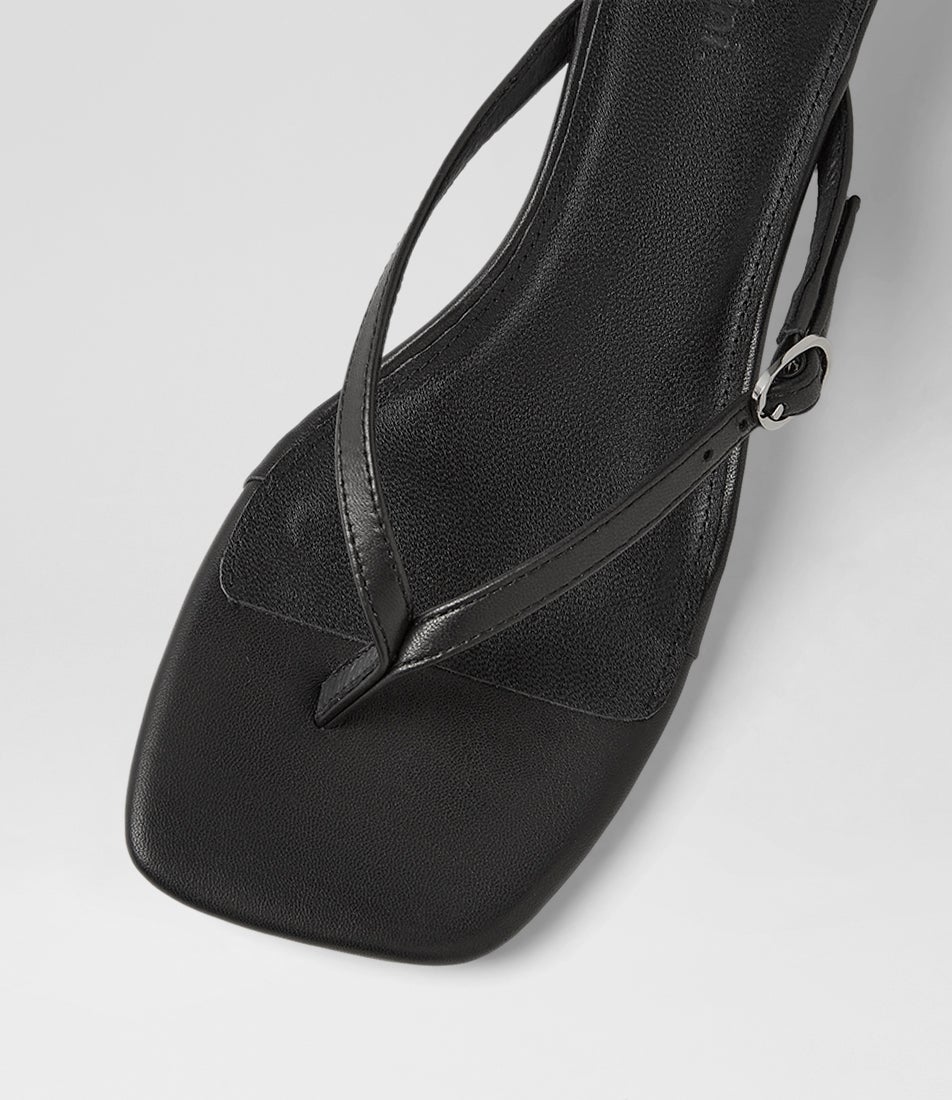Phantome Black Leather Sandals