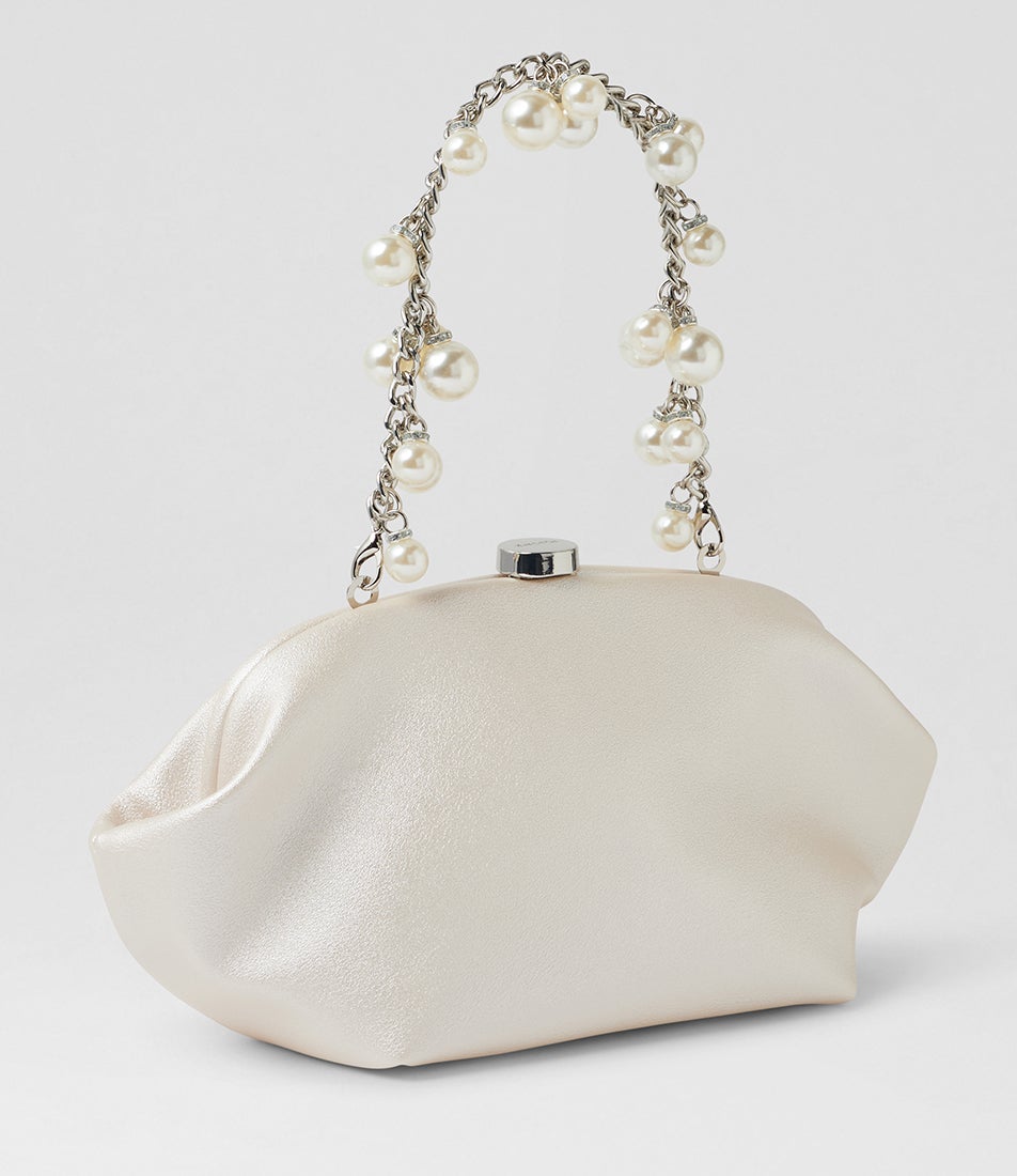 Marina Pearl Chain Pearl Fabric Clutch