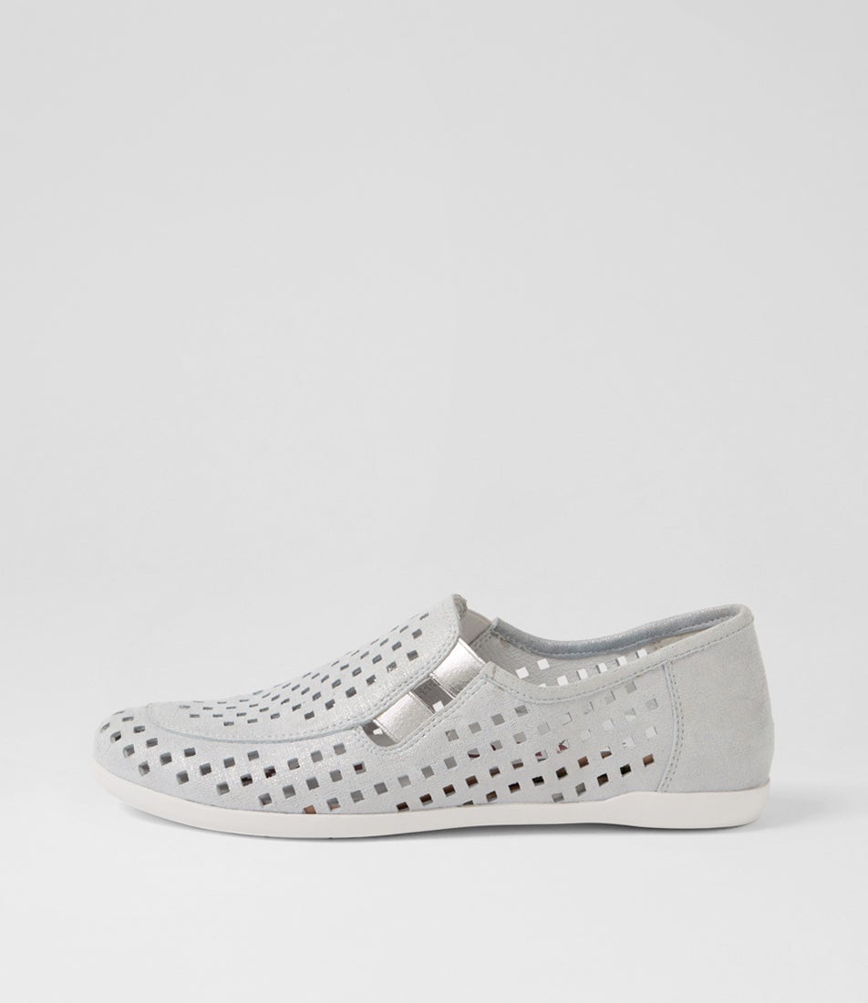 Lyona W Ice Tweed Silver Leather Elastic Loafers