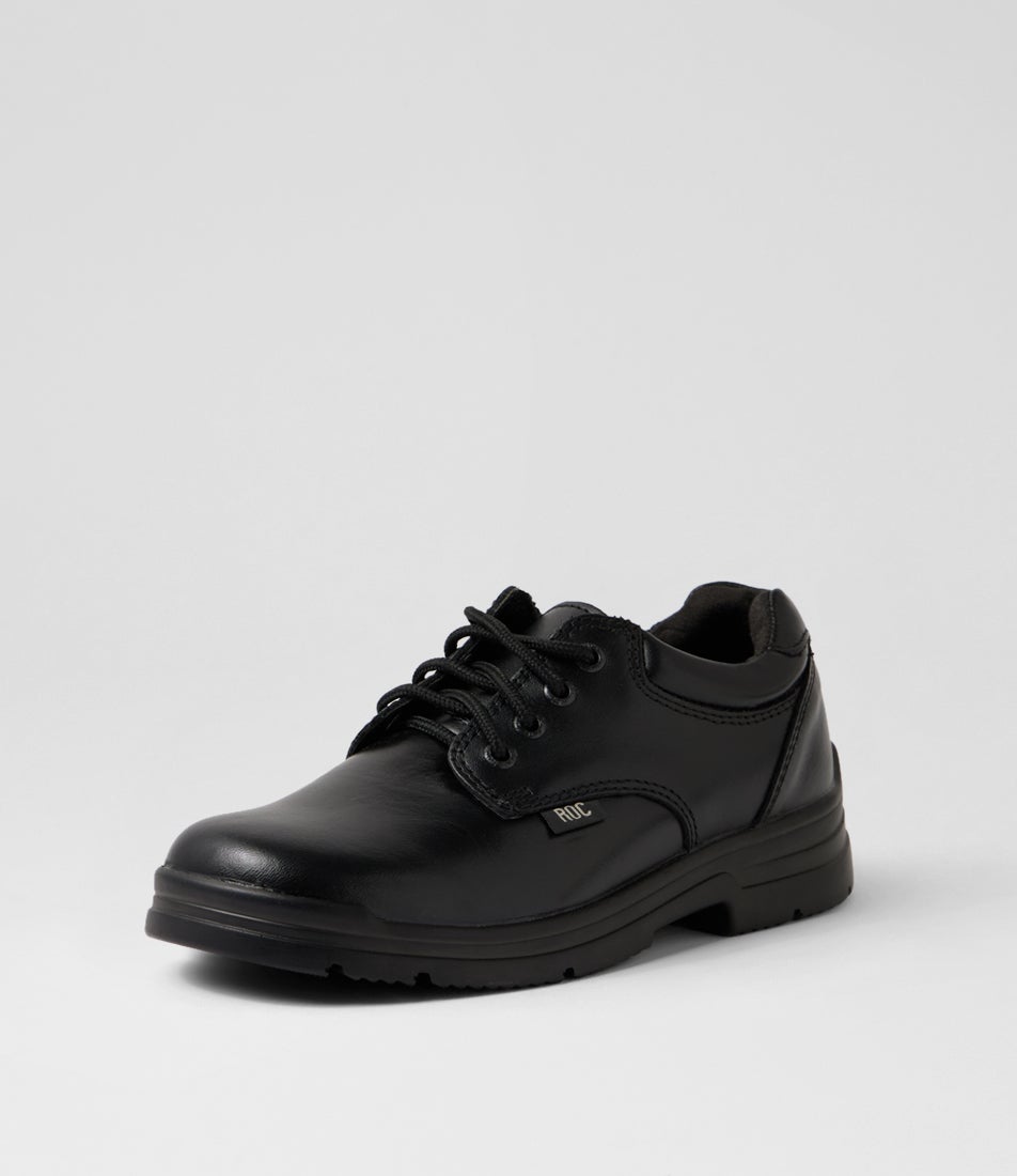 Rigour Junior Black Leather Lace Up School Shoes