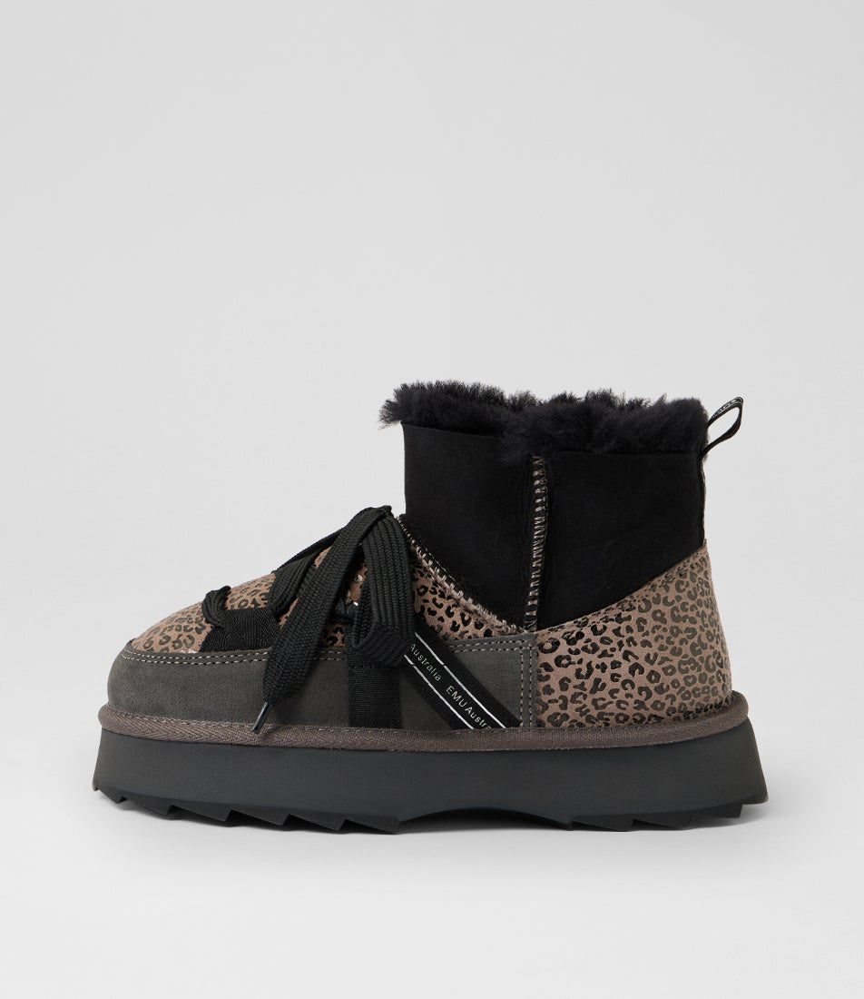 Blurred Micro Patchwork Leopard Suede Slippers
