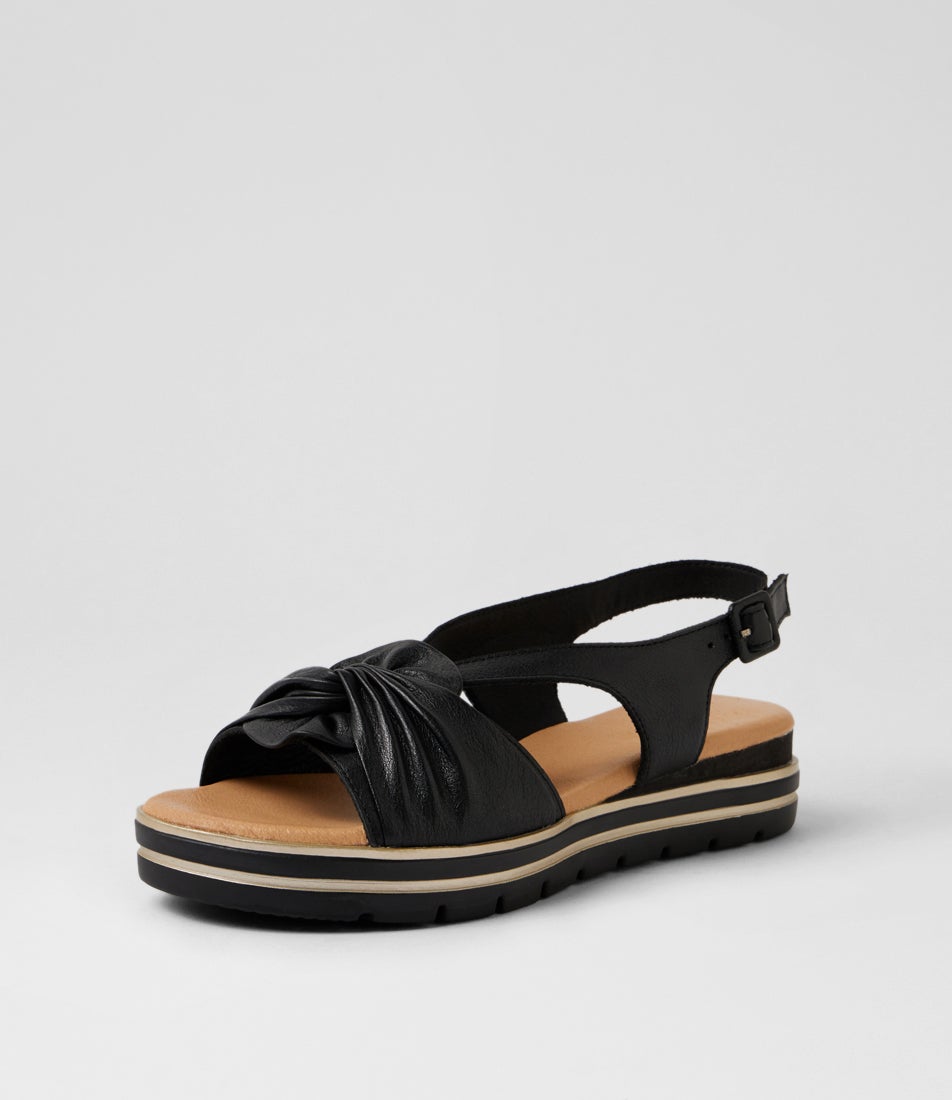 Alexin Black Gold Leather Sandals Alexin Black Gold Leather Sandals
