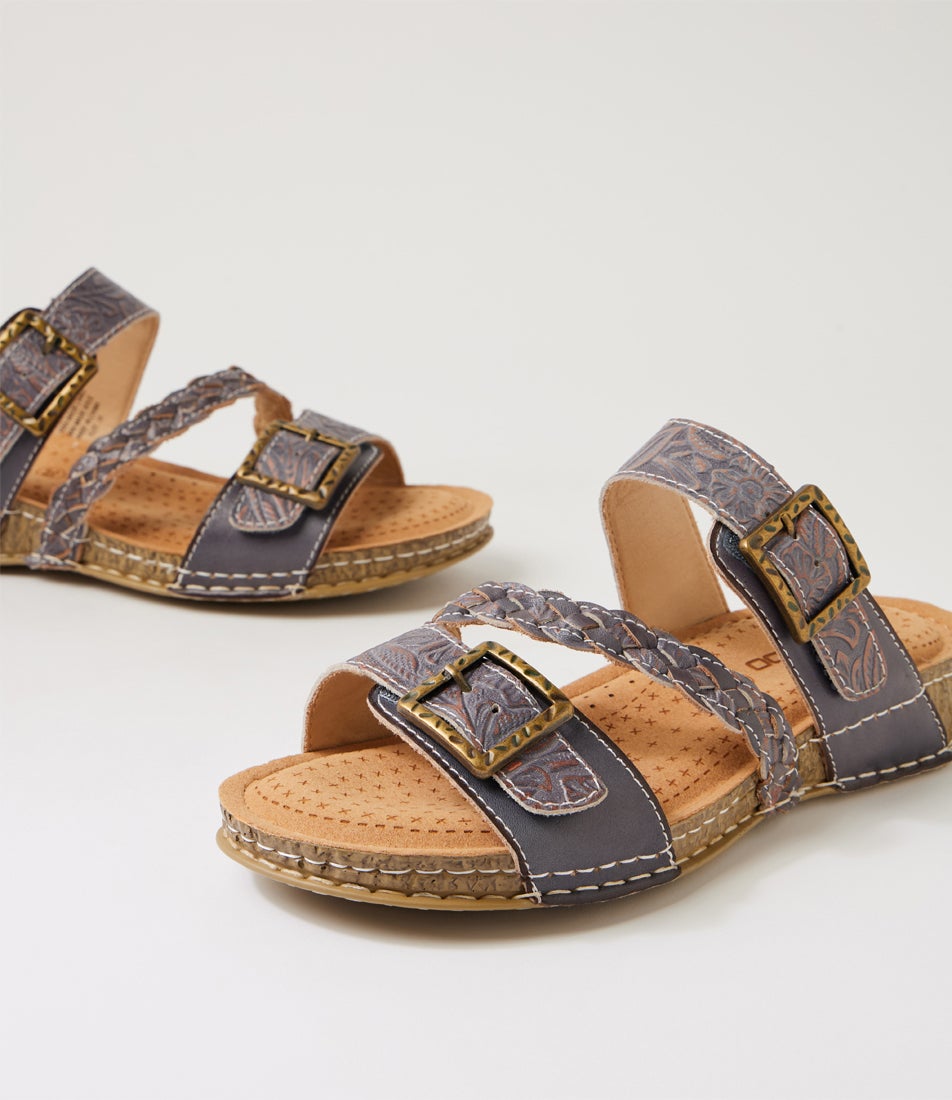 Prena Bronze Multi Leather Slides Prena Bronze Multi Leather Slides