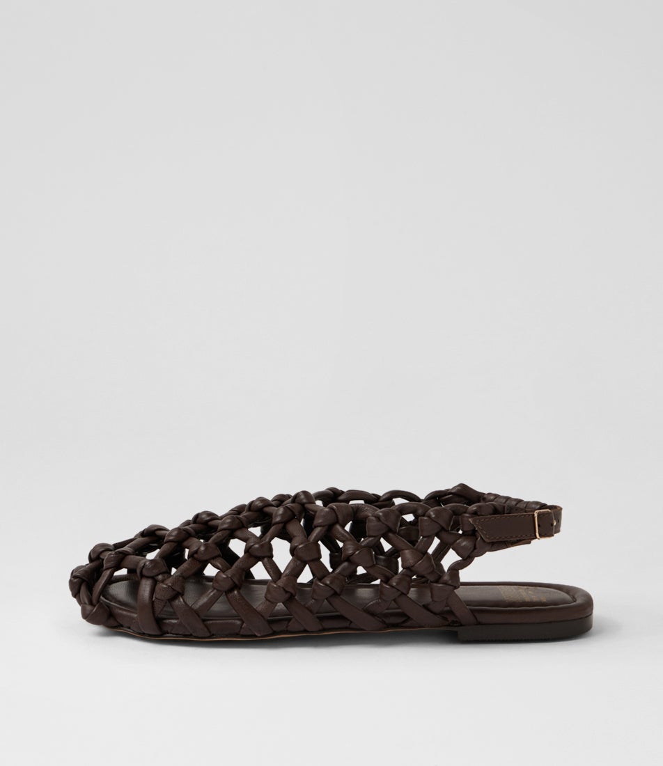 Ann Aya Coffee Bean Leather Slingbacks