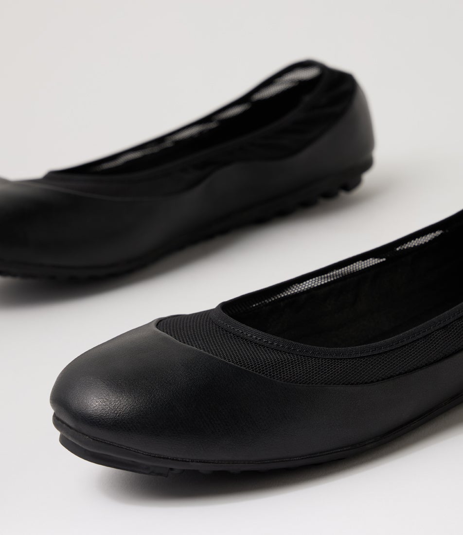 Cantin Black Mesh Flat Shoes