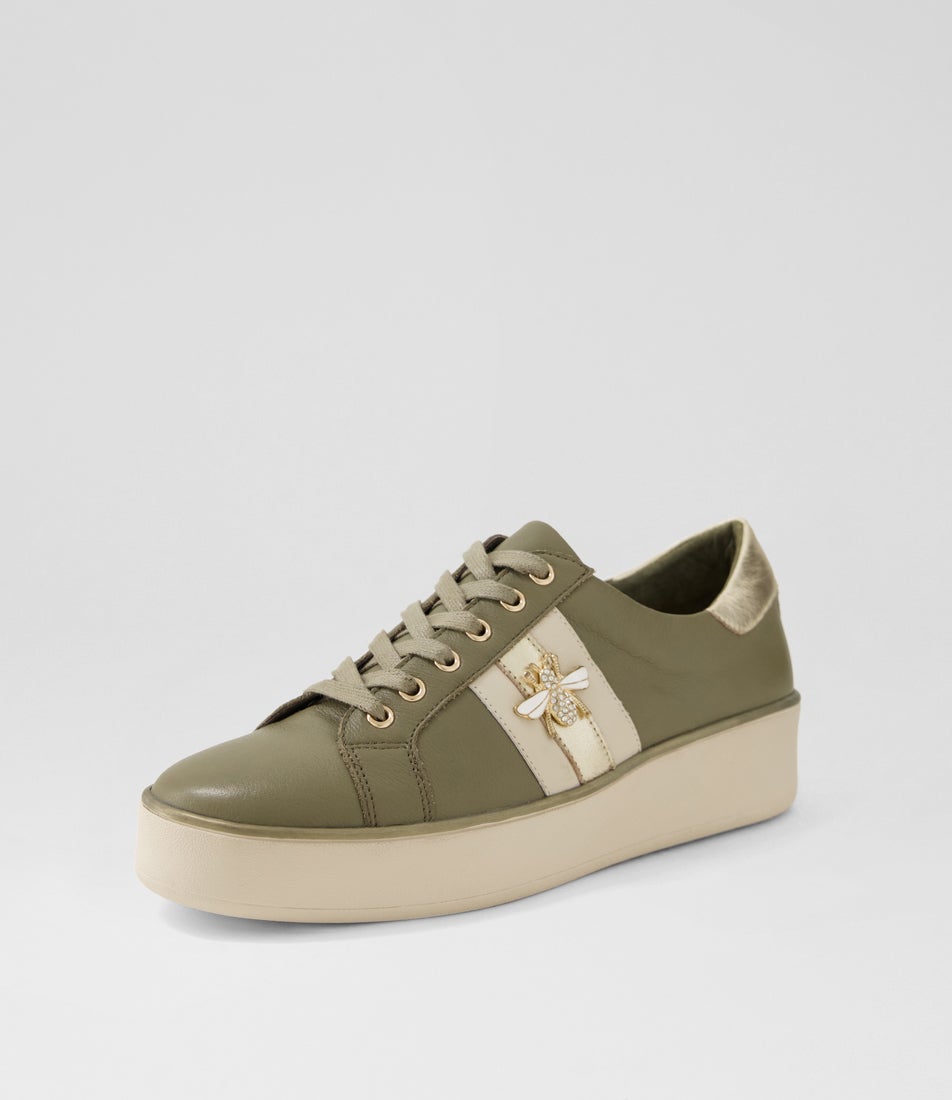Zobuck W Khaki Milk Pale Gold Leather Sneakers Zobuck W Khaki Milk Pale Gold Leather Sneakers