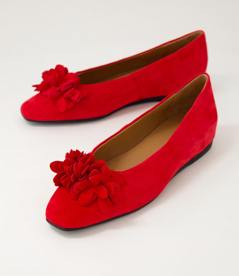 Khloes Red Suede Flat Shoes