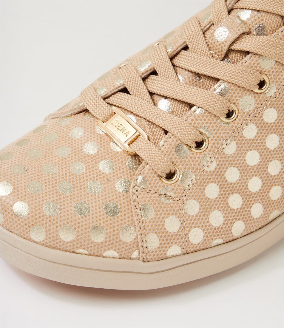 Delilah Xf Beige Polkadots Leather Sneakers