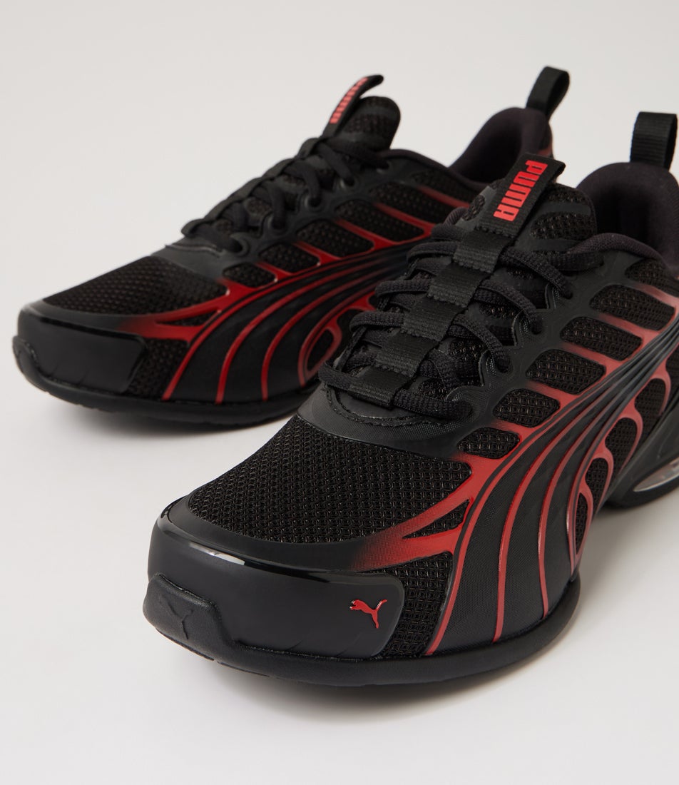Voltra Black Red Dark Gray Mesh Sneakers
