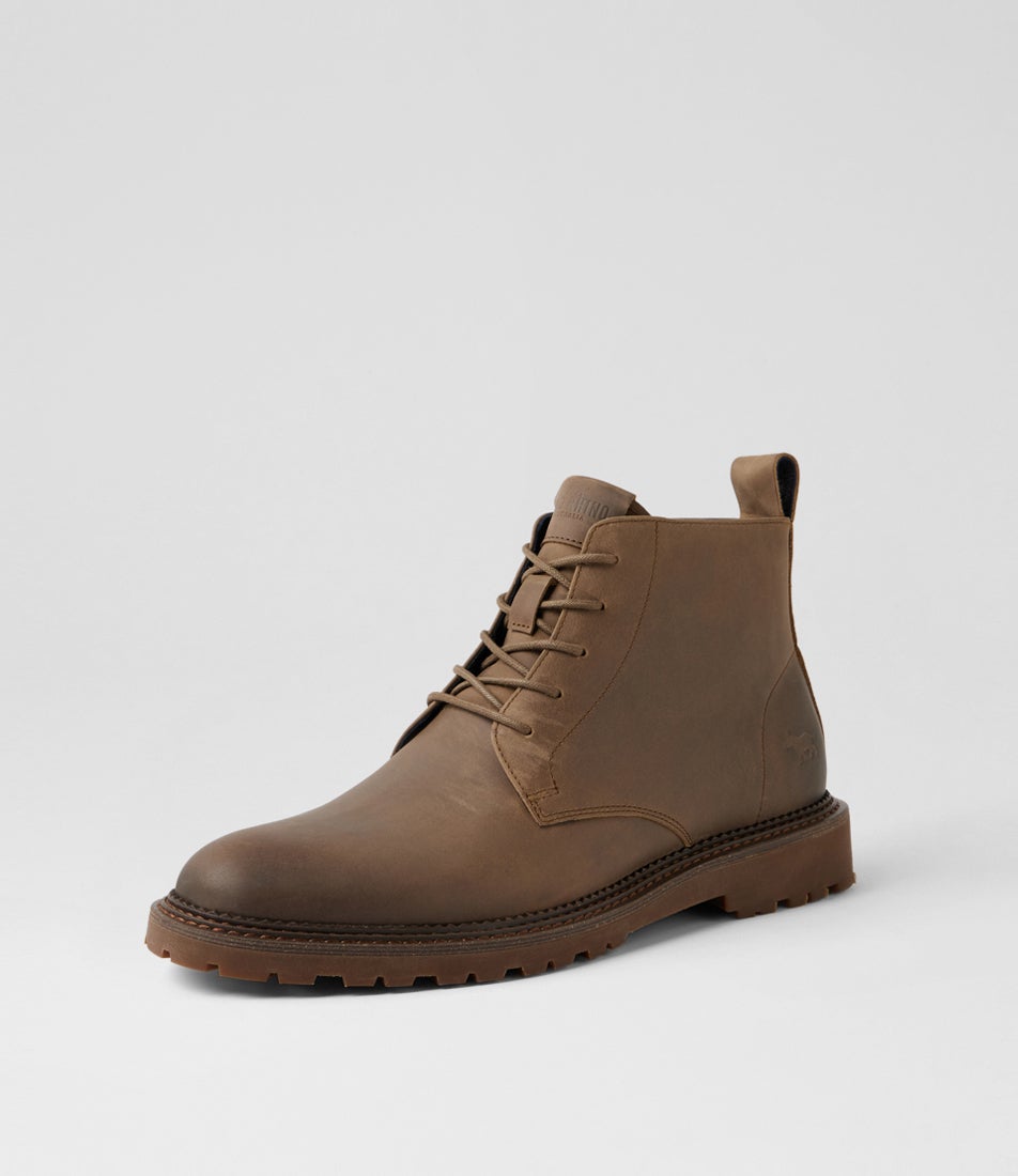 Evan Sandstone Leather Lace Up Boots