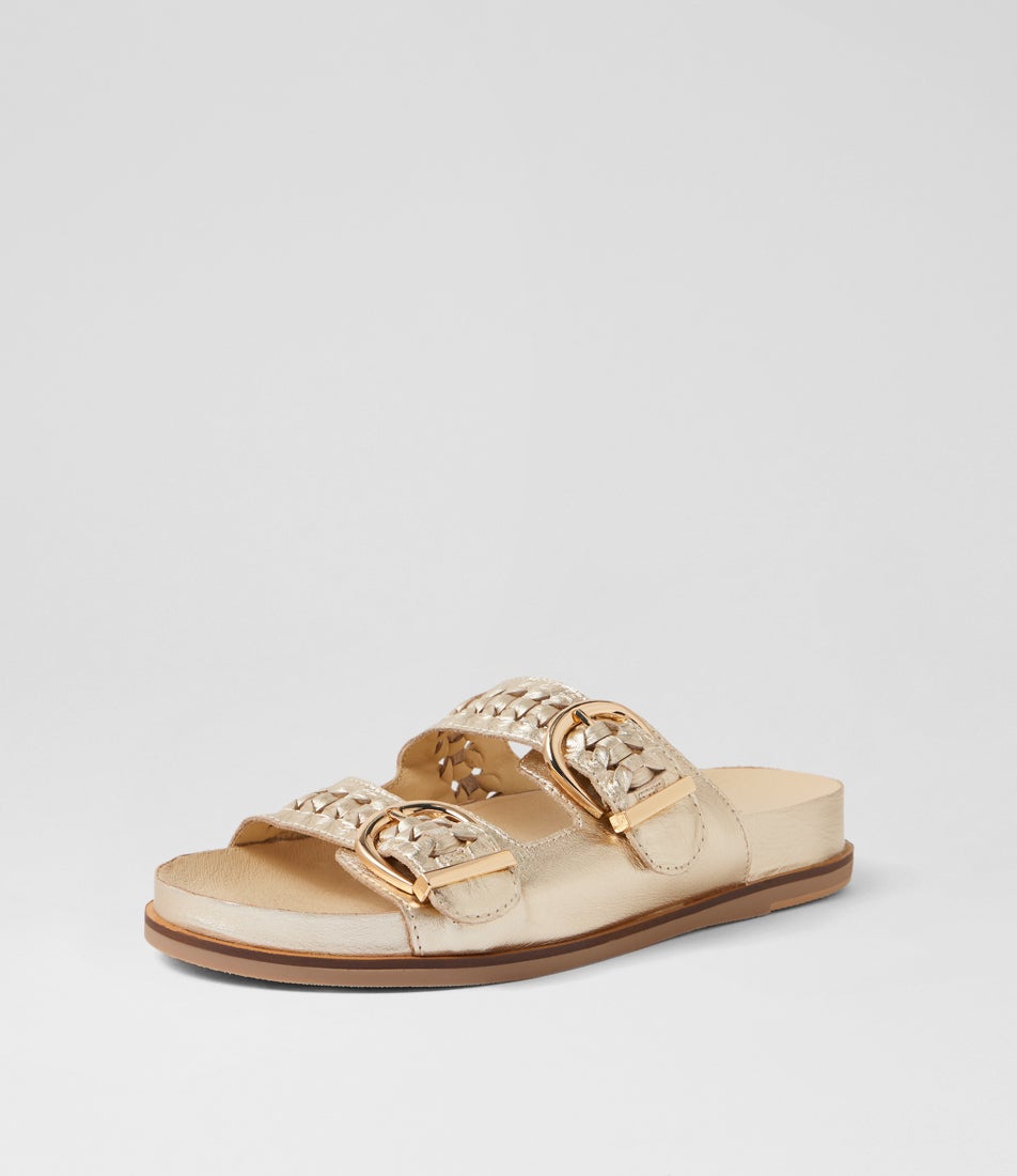 Qalil Pale Gold Leather Slides