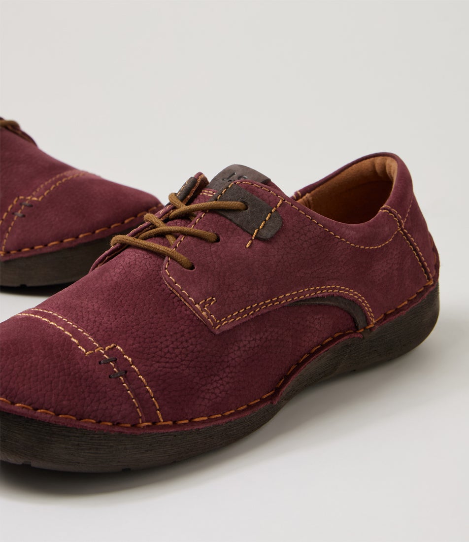 Fergey 41 Plum Kombi Leather Lace Up Flats