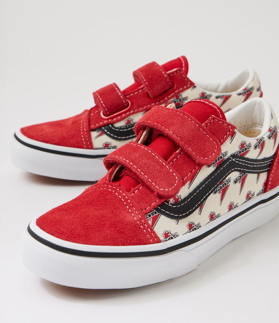 Old Skool Junior Lightning Red White Canvas Sneakers