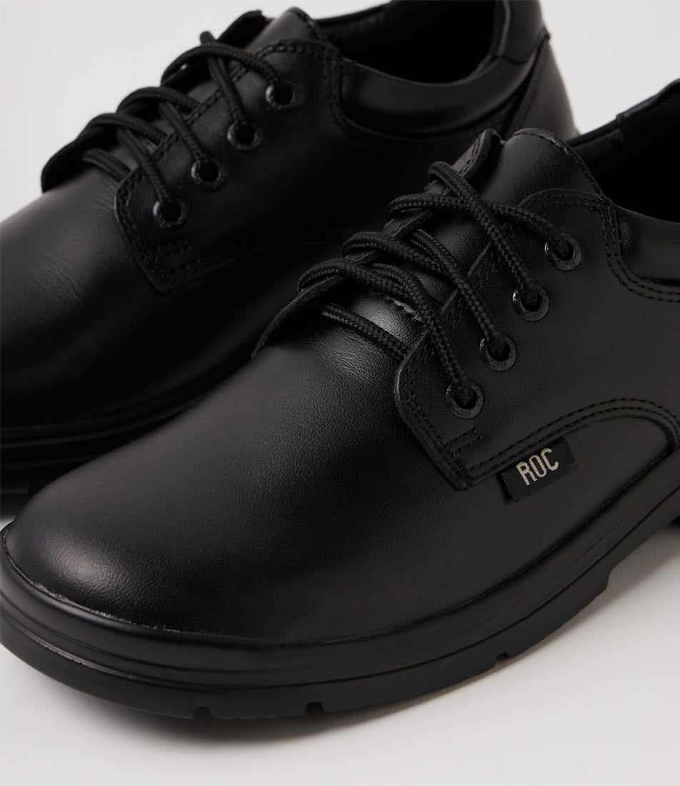 Rigour Youth Black Leather Lace Up School Shoes