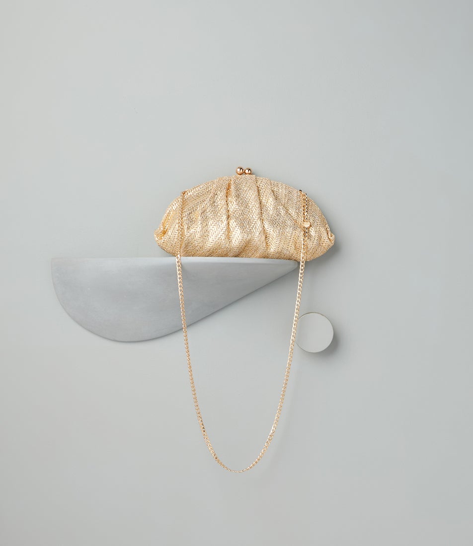 Rita Woven Gold Clutch