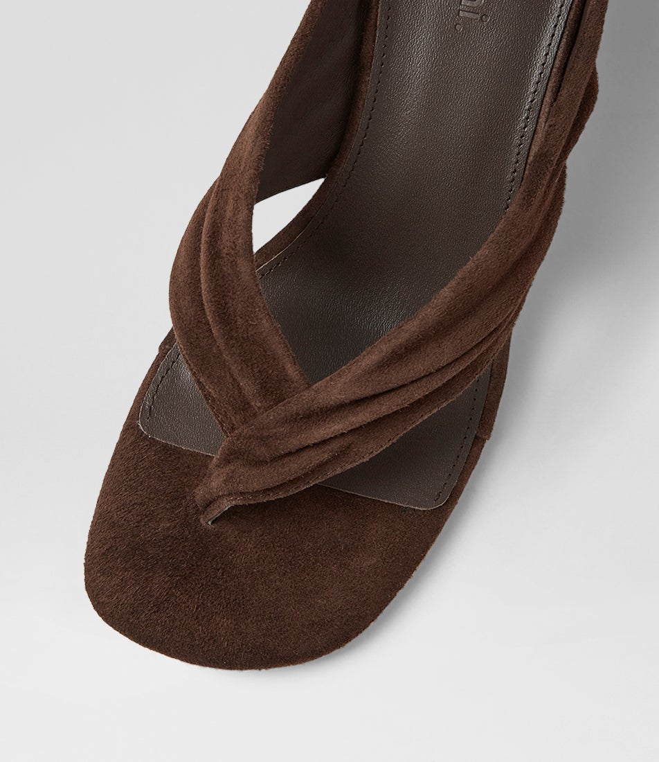Febbe Dark Brown Suede Sandals