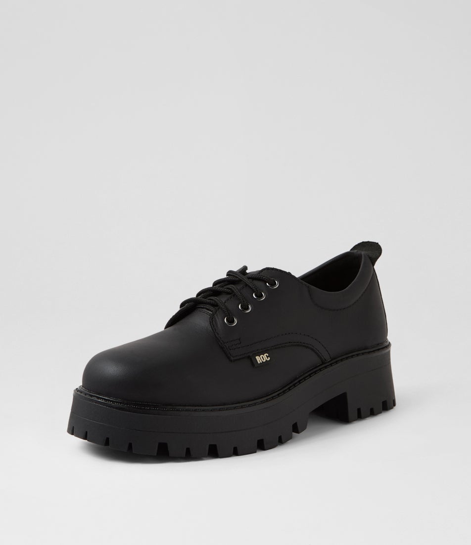 Cosmic Senior Black Leather School Shoes