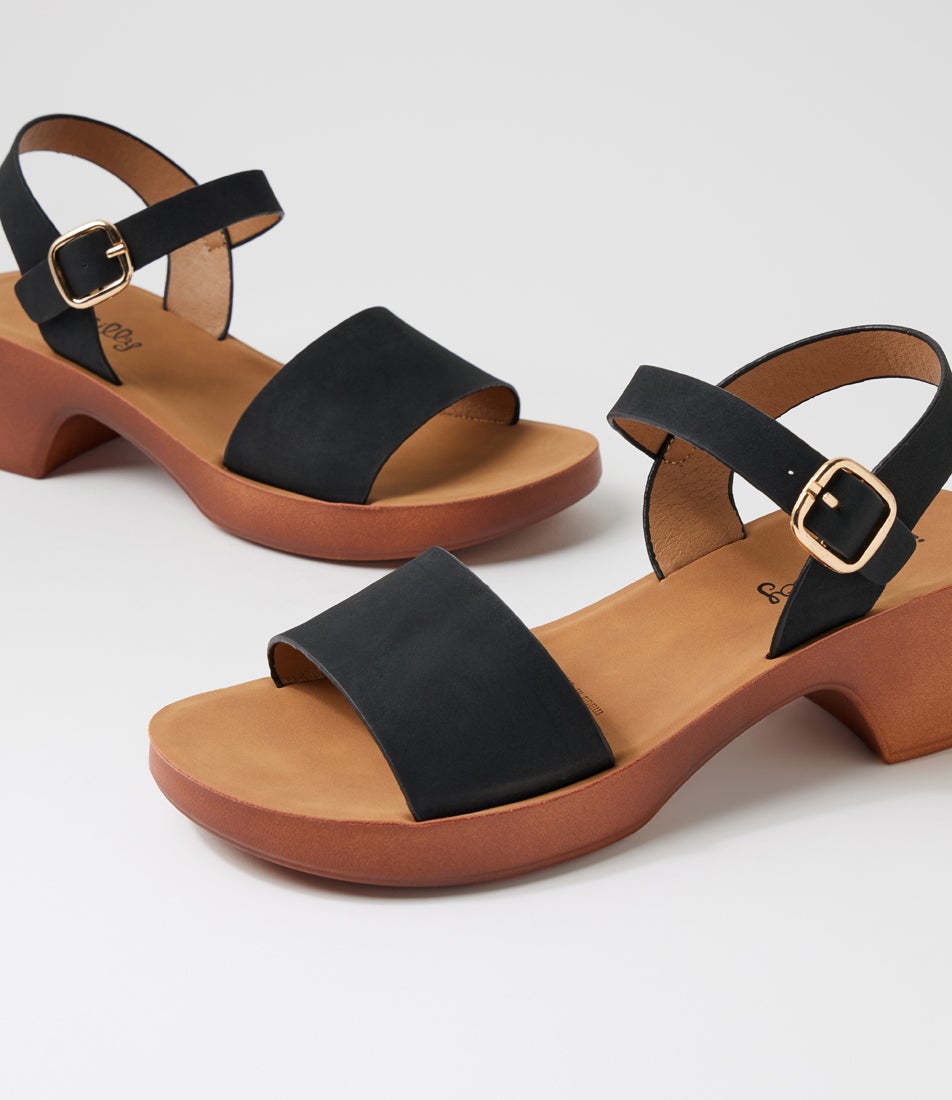 Admana Black Nubuck Pu Sandals