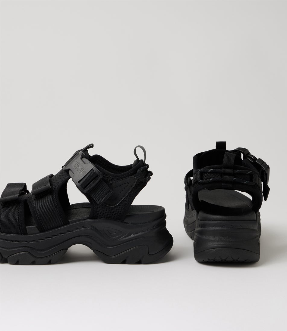 W Hurricane Ampsole Gaila Black Fabric Sandals