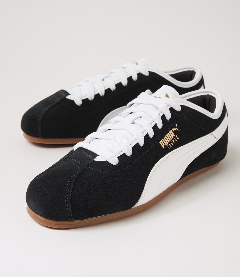 Puma Tackle Black White Gum Fabric Sneakers