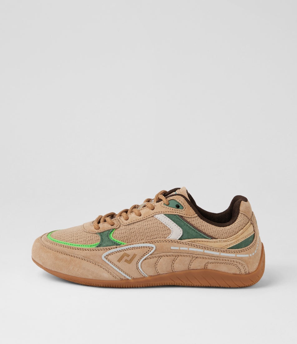 Sunda Sand Suede Mesh Lace Up Sneakers