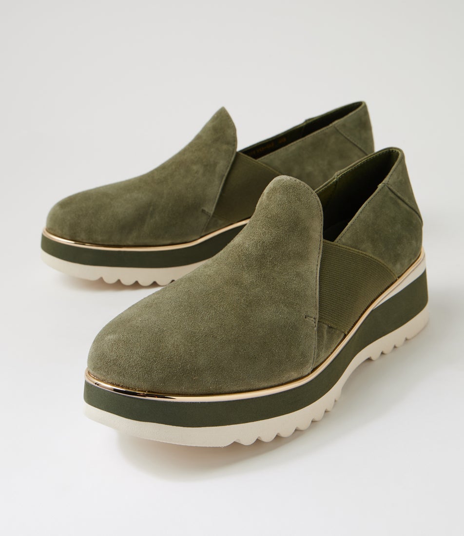 Chiyo Khaki Milk Suede Loafers