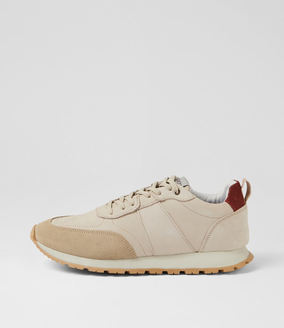 Ikenna Bone Leather Suede Lace Up Sneakers