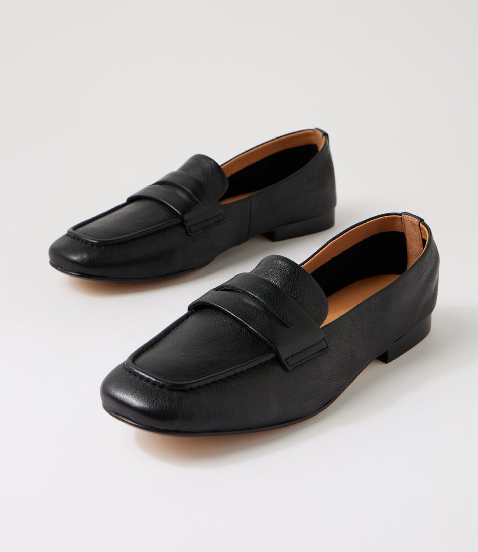 Mecial Black Leather Loafers